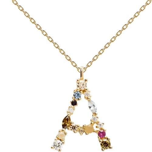 Chrismas Jewelry 26 Letter Diamond Pendant Brand Gold Necklace 925 Sterling Silver Sparkling Necklace Women Unique Gift