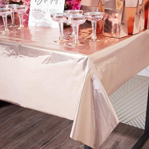 Rose Gold Disposable Tablecloth Happy Birthday Party Supplies Decoration Wedding Party Decor for Home Gender Reveal Party