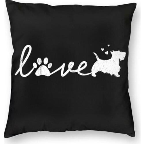 Scottish Terrier Love Dog Pet Lover Gift Square Pillowcover Home Decorative Scottie Cushion Cover Throw Pillow for Living Room