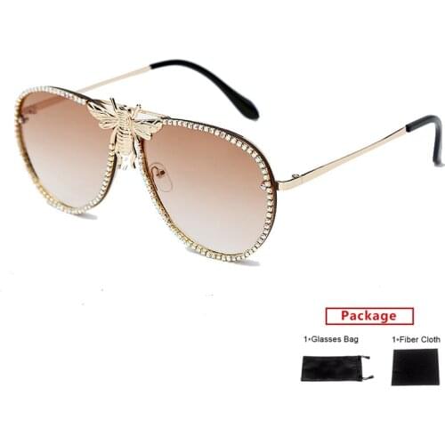 Mimiyou Metal Bee Sunglasses Women Diamond Trim Retro Cat Eye Fashion Sunglasses Men Sun Glasses Brand UV400 Eyeglasses Shades