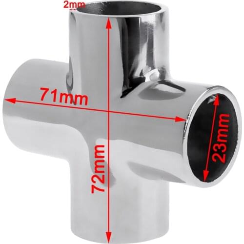 Heavy Duty 316 Stainless Steel 90 Degree 4 Way Marine Boat Hand Rail Fitting Hardware for 22mm 7/8" Pipe/Tube
