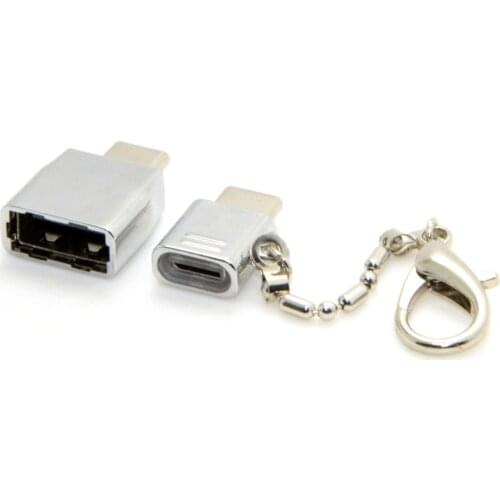USB 3.1 Type C to USB Type-A Female OTG & Micro USB Data Adapter with Chain for Tablet & Mobile Phone & Laptop