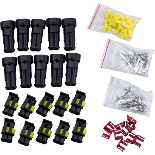 Top quality 10 Kit 2 Pin Way Waterproof Electrical Wire Connector Plug