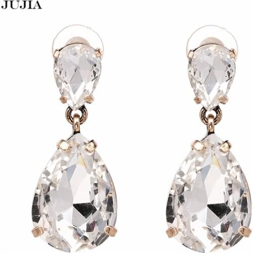 Wholesale JUJIA Crystal Dangle Earrings Classic Trendy Water drop Earrings brincos Fashion Statement Jewelry pendientes