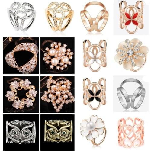 1 Pcs Fashion Womens Butterfly Flower Rhinestone Crystal Scarves Clip Shawl Buckle Charming Gift Female Jewelry Accessories