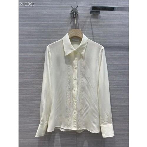 Fyion Women Loose Blouses Tops 2021 Autumn Flowers Embroidery Runway Long Sleeve Shirt Ladies Hollow Out Vintage Silk Shirts