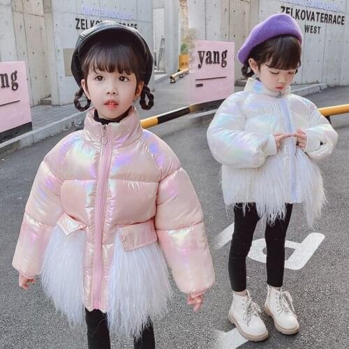 Girls Winter Down Coats New Year Cotton Padded Fur Cashmere Parka Children Thicken Warm Outwear Kids Clothing 2 4 5 6 7 8 Years