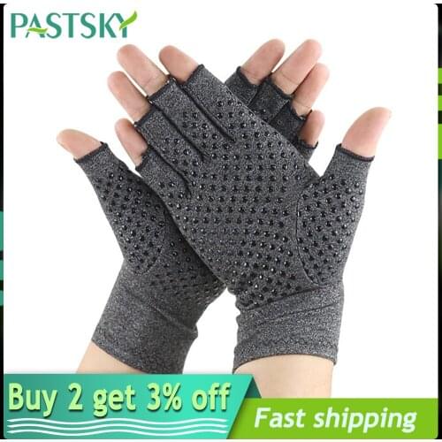 1 Pair Compression Arthritis Gloves Half Finger Warm Hand Brace Joint Relieve Pain Discomfort Therapy Wrist Support Wristband