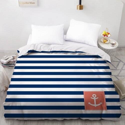 1 PCS 3D Printed Bule White Stripe Anchor Duvet Cover 200x220 Size Printing NO Pillowcases And NO Sheets Home Textiles Comforter