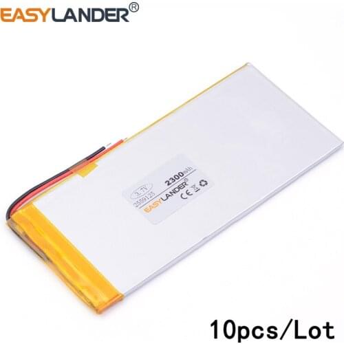 10pcs /Lot 2300mAH 2559125 3.7V lithium Li ion polymer rechargeable battery for tablet pc GPS speaker POWER BANK pipo E-book