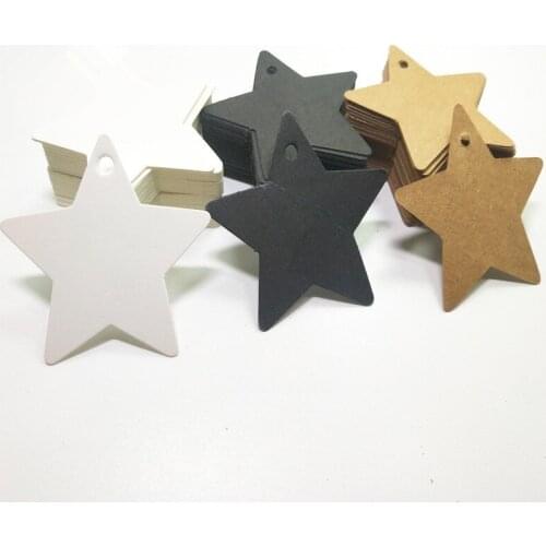 100Pcs Kraft Paper Star Tag DIY Gift Box Tag Dragee Candy Cupcake Packaging Bags Handmade with Love Gift Bags Wrapping Tags