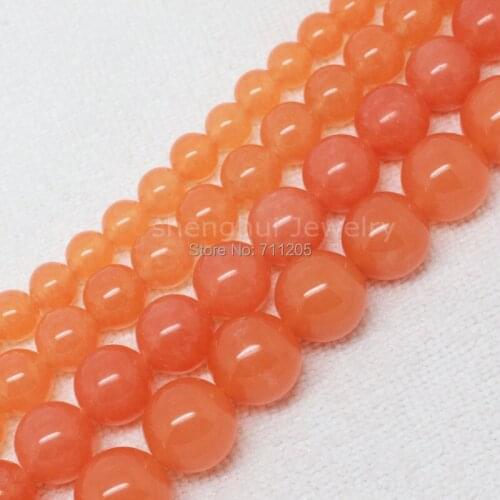 2# Beautiful Orange Jades 4,6,8,10,12,14mm Round Loose Beads 15", Min.Order is $10,we provide mixed wholesale for all items