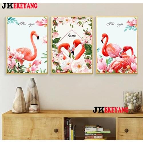 3pcs 5D Diy Round/square Diamond Painting Flamingo and Flowers Diamond Mosaic Embroidery Cross stitch Y4429