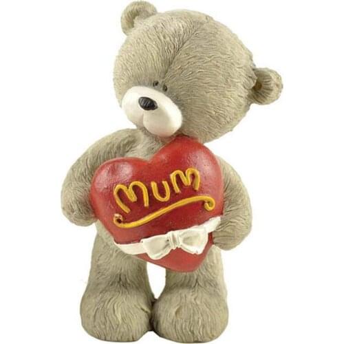 3D Little Bear Hugs Heart English "Mother" Mothers Day Silicone Mould DIY Soap Plaster Clay Mold Cake Decoration Baking Moulds