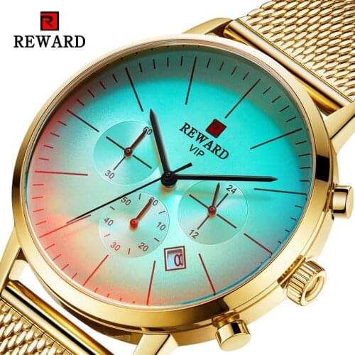 Golden Watches for Men Change Color Glass Mens Quartz Watch for Business Waterproof Clocks Chronos Relogio Masculino