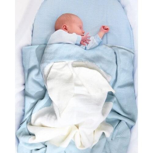 Baby Blankets Newborn Cute Big Rabbit Ear Blanket Soft Warm Knitted Swaddle Kids Bath Towel Baby Toddler Bedding Blankets