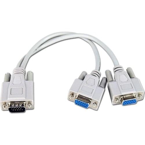 Dual VGA Split Signal Cable Lead Wire To View Monitor SVGA Y 1 To 2 Splitter