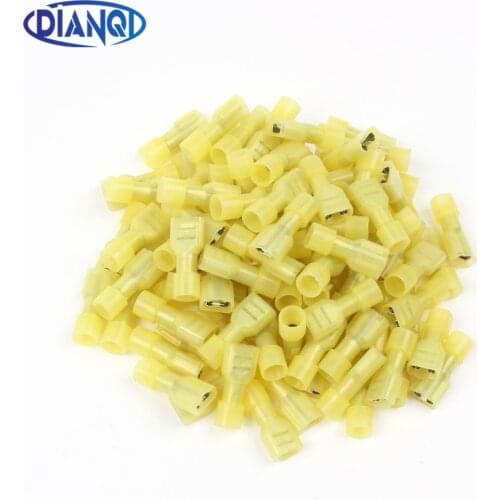 DIANQI FDFN5-250 FDFN5.5-250 NYLON brass Female Insulated Spade joint Cable Wire Connector 100PCS/Pack suit 4-6mm2 12-10AWG FDFN