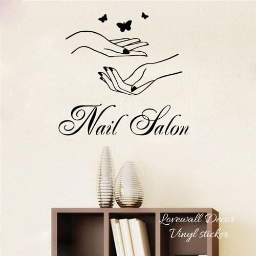 Beauty Manicure Butterflies Wall Sticker Wall Decals Bedroom Nail Salon Wall Decor Room Decoration Stickers Mural
