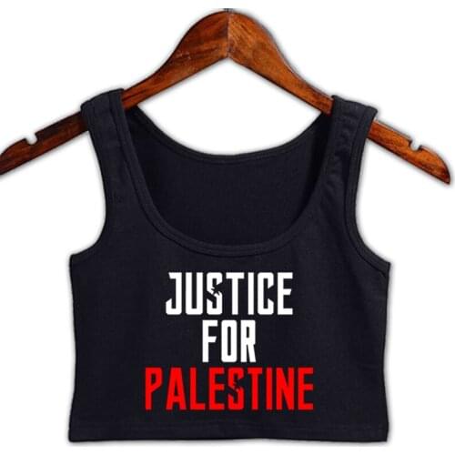 Justice For Palestine Muslim Wants Peace In Crop Top For Girl Summer Style Girls Tank Top Normal Round Collar Knitted Vest