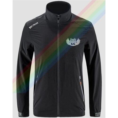 Vintage Emblem Route 66 With Wings Vector Slim Sport Jacket Mens Outdoor Zippered Comfortable Soft Jacket Casual Front Printing