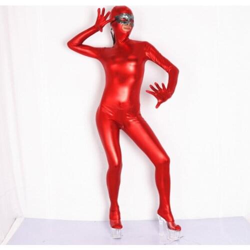 LinvMe Unisex Wetlook Full Bodysuit Latex Leotard Catsuit Clubwear