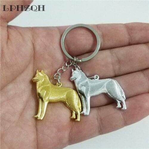 LPHZQH Fashion Boho Chic Husky Dog Trendy Car Key Chain Women Handbag Pendant Charm Accessories Key Ring Jewelery Steampunk