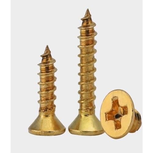 M2m3m3.5m4m5m6m8 brass self tapping screw all copper antique furniture pure cross countersunk flat head wood
