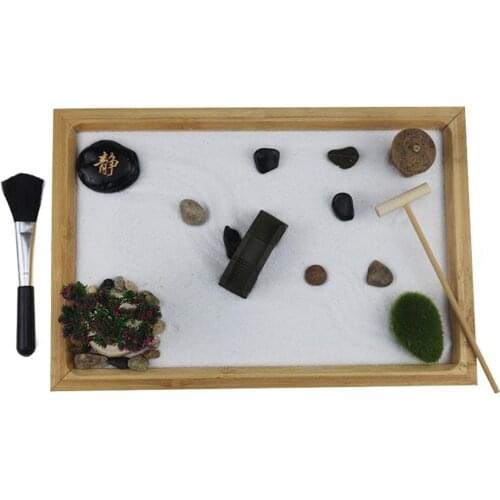 Mini Meditation Zen Garden for Desk,Desktop Zen Garden Kit with Sandbox Stones