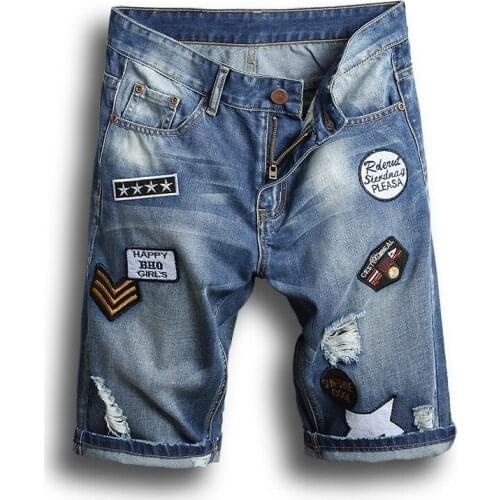 Pantalon Corto Hombre Denim Shorts Knee Length Jeans Men Summer Casual Shorts Jean Men