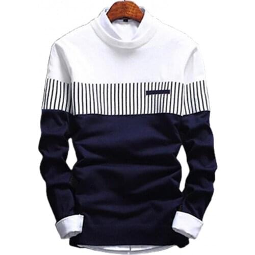 Wholesales Mens Autumn Fashion Casual Strip Color Block Knitwear Jumper Pullover Sweater