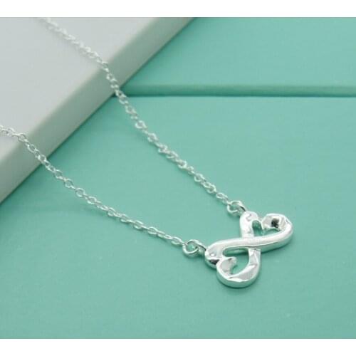 BABYLLNA Wholesale New 925 Silver Necklace Double Love Pendant Necklace for Woman Jewelry Gift