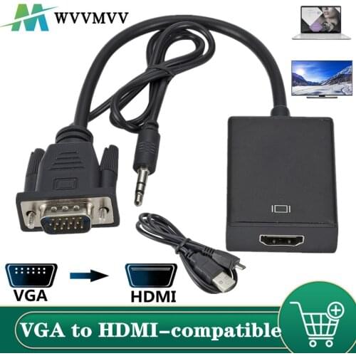 Full HD 1080P VGA to HDMI-compatible Converter Adapter Cable With Audio Output VGA HD Adapter for PC laptop to HDTV Projector