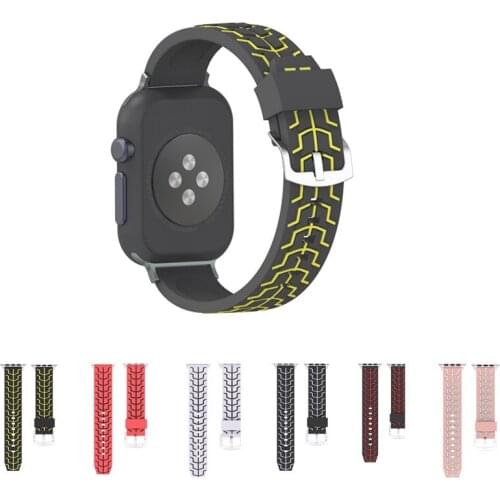 Sport Silicone Strap for Apple Watch Band Wristband Bracelet with Silver Metal Buckle for iWatch Strap 38mm 42mm Series 3 2 1