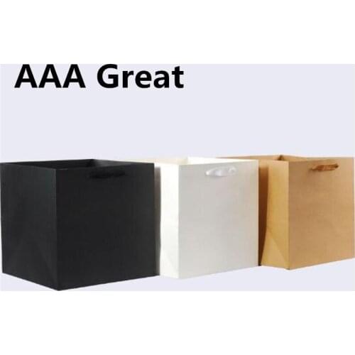 Christmas Paper Gift Paper Bags Food Packaging Handle Christmas Gift Bag Cookie Bag Shopping Paper Bag 10Pcs/Set Solid