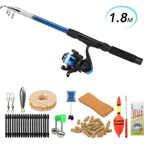 Sougayilang Fishing Rod Full Kits Telescopic Fishing Rod and Spinning Reel Fishing Baits Hooks Line Travel Fishing Pole Combo