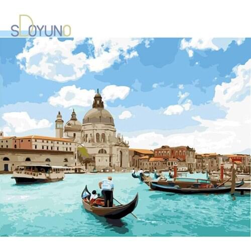 SDOYUNO DIY Painting By Numbers 60X75cm Seascape Oil Paint By Numbers Frameless Digital Hand Painting On Canvas Home Decor