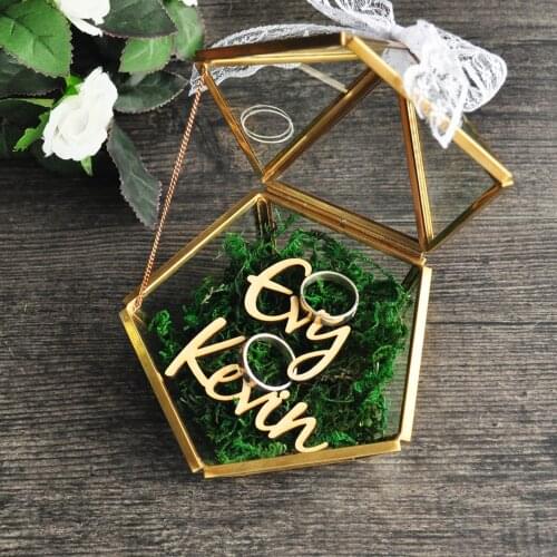 Personalized Pentagon Jewelry Box Ring Bearer Pillow, Rustic Wedding Ring Holder Box Proposal Engagement Gift