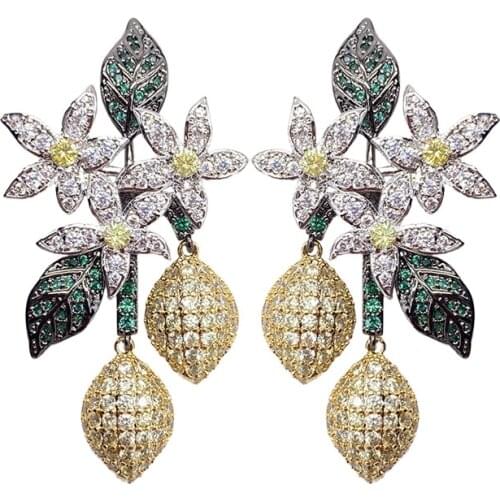SINZRY gorgeous summer jewelry cubic zircon womens bridal wedding flower tassel drop earrings