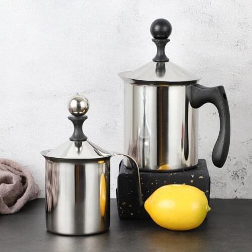 400/800ml Milk Jugs Stainless Steel Milk Frother Jug Double Mesh Latte Maker Coffee Pitcher Cup Cappuccino Milk Pot Espresso Cup