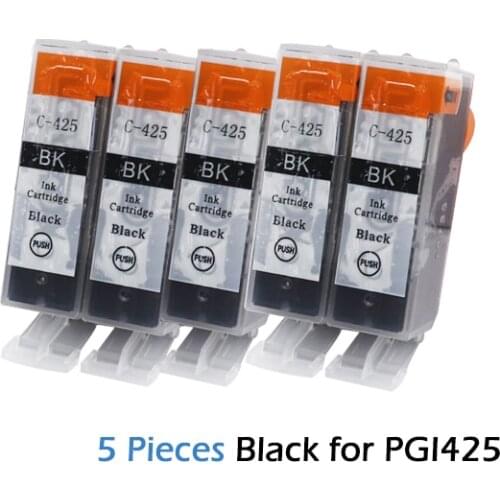 5Pcs Compatible Ink Cartridge For Canon PGI 425 Black PIXMA IP4840 IP4940 MG5240 MG5140 MG5340 MX884 MX714 MX894 printers PGI425