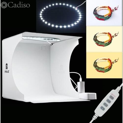 Cadiso Mini Studio LED Panel Photo Light White Soft Box Ring Light Folding Portable Lightbox Shooting Tent Kit for Photography