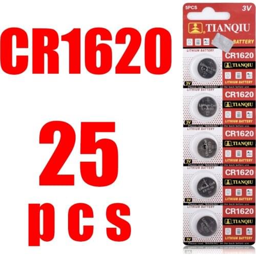 YCDC 25Pcs 1620 CR1620 ECR1620 3V Button Coin Cell Battery Bulk Lot Disposable cr1620 Lithium Watch Remote Control Batteries