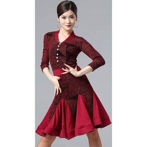 2021 7007 New Patchwork Lotus Design Female Latin Dance Dress Women Dancing Performance Dress Ballroom Belly Dance Suit