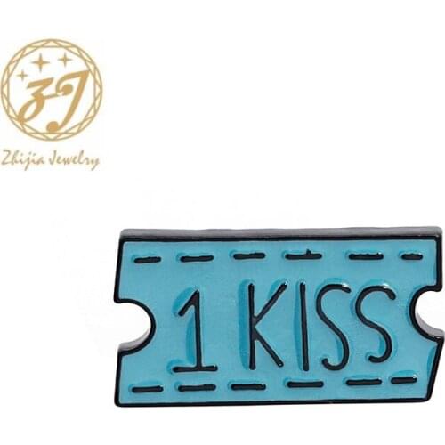 Zhijia New Blue 1 Kiss Pins Brooches For Women Men Fashion Popular Brooches Gifts Jewelry For Couple