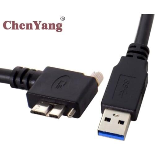 Zihan USB 3.0 A type male to 90 Degree Left Angled Micro USB Screw Mount Data Cable for Industrial Camera 3m
