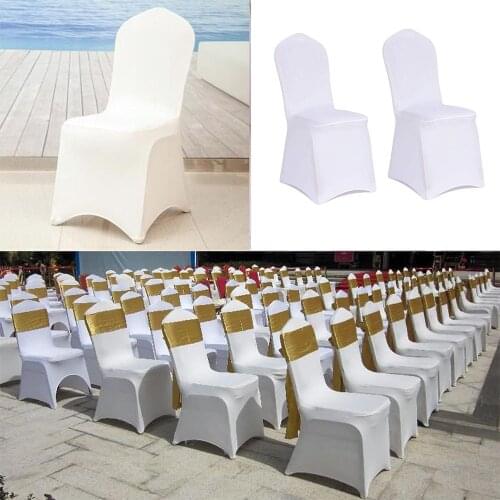 10pcs Universal Stretch Wedding Chair Covers Spandex Polyester Slipcovers for Party Dining Banquet Event White Seat Covers