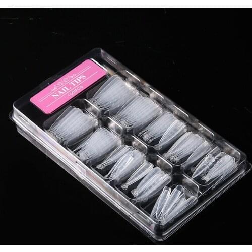 100Pcs/Box Nail System Forms Clear Finger Nail Extend Full Cover Quick Building Mold Tips UV Builder Poly Nail Gel Tool
