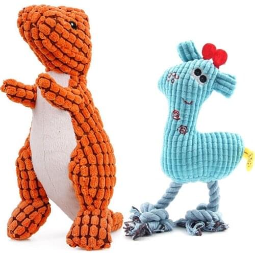 2 Pcs Pet Dog Plush Puzzle Biting Molar Teeth Squeaking Dog Toy Soft Plush Play Sound Toys, Orange & Blue