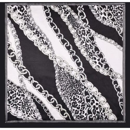 2020 60x60 Leopard print Multipurpose women Silk twill scarf Satin square tie Hairband ladies foulard femme towel bufanda shawl